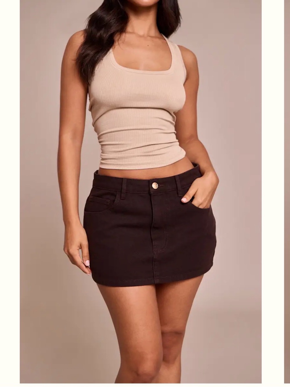 PrettyLittleThing brown mini skirt in a US 10 #prettylittlething #mini